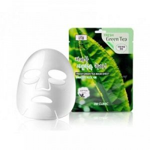 3W CLINIC, Тканевая маска для лица ЗЕЛЕНЫЙ ЧАЙ Fresh Green tea Mask Sheet, 23 мл, арт.370013