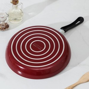 Сковорода «Эксперт», d=28 см, стеклянная крышка, антипригарное покрытие, цвет бордовый