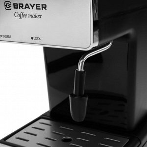 Кофеварка BRAYER BR1103, рожковая, 950 Вт, 0.25 л, капучинатор, черная