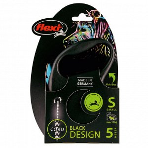 Flexi рулетка Black Design S (до 12 кг) 5 м трос черный/синий