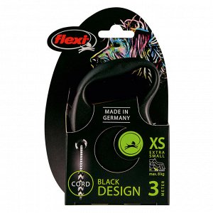 Flexi рулетка Black Design XS (до 8 кг) 3 м трос черный/серебро