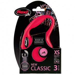 Flexi рулетка New Classic XS (до 12 кг) 3 м лента красная