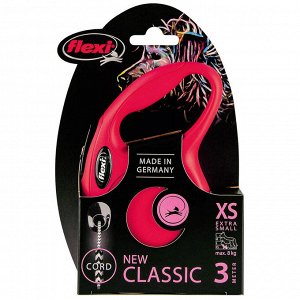 Flexi рулетка New Classic XS (до 8 кг) 3 м трос красная