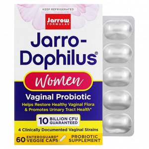 Jarrow Formulas, Jarro-Dophilus, вагинальный пробиотик, для женщин, 10 млрд КОЕ, 60 растительных капсул