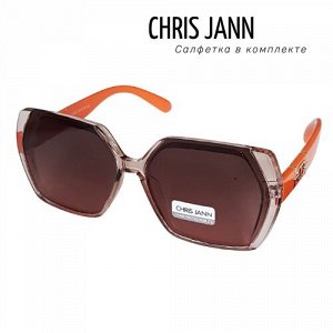 Очки солнцезащитные CHRIS JANN с салфеткой, женские, оранжевые дужки, 31930А-CJ0690, арт.219.113