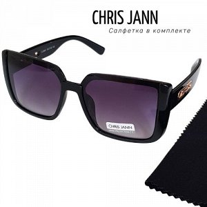 Очки солнцезащитные CHRIS JANN с салфеткой, женские, чёрные, 31930А-CJ0691, арт.219.103