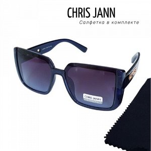 Очки солнцезащитные CHRIS JANN с салфеткой, женские, тёмно-синие, 31930А-CJ0691, арт.219.105