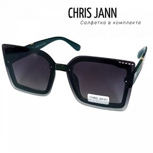 Очки солнцезащитные CHRIS JANN с салфеткой, женские, тёмно-зелёные дужки, 31930А-CJ0700, арт.219.097