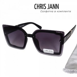Очки солнцезащитные CHRIS JANN с салфеткой, женские, чёрные, 31930А-CJ0700, арт.219.098