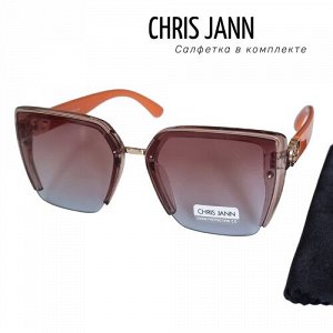 Очки солнцезащитные CHRIS JANN с салфеткой, женские, оранжевые дужки, 31930А-CJ0671, арт.219.095