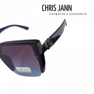 Очки солнцезащитные CHRIS JANN с салфеткой, женские, тёмно-синие, 31930А-CJ0671, арт.219.094