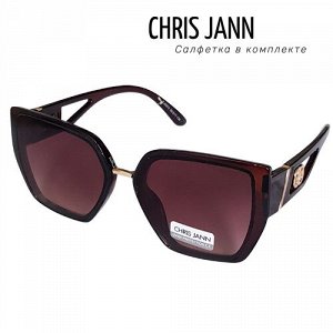 Очки солнцезащитные CHRIS JANN с салфеткой, женские, коричневые, 31930А-CJ0673, арт.219.089
