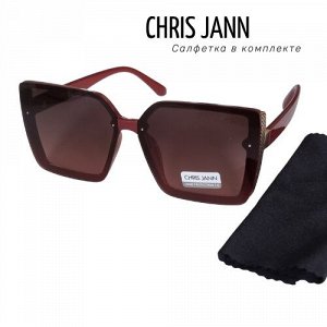 Очки солнцезащитные CHRIS JANN с салфеткой женские бордовые
