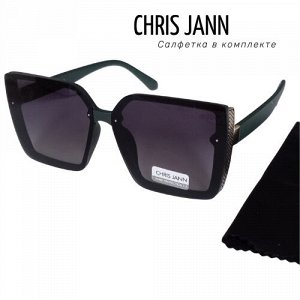 Очки солнцезащитные CHRIS JANN с салфеткой женские тёмно-зелёная оправа