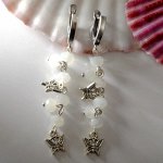Серьги &quot;Кварц&quot; бабочки, цвет белый