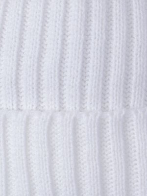 Русбубон Шапка вязаная детская с бубоном на завязках, двухцветная + снуд, белый