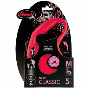 Flexi рулетка New Classic М (до 20 кг) 5 м трос красная