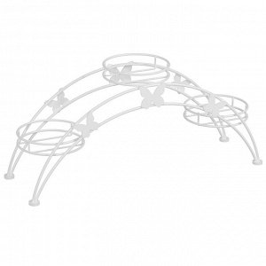 Стойка для цветов "Арка 3" 48х16х30см, на 3 горшка д13см, металл, белый (Россия)
