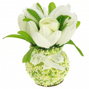Цветочная композиция "Тюльпаны" 12см, в декоративной вазочке д6,5см h6,5см, цвета микс (Китай)