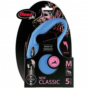 Flexi рулетка New Classic М (до 20 кг) 5 м трос синяя