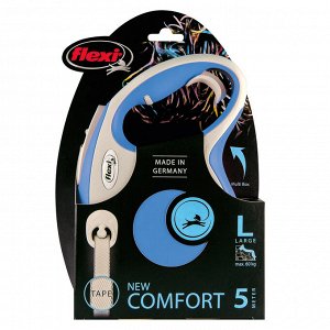 Flexi рулетка NEW LINE Comfort L (до 60 кг) лента 5 м серый/синий