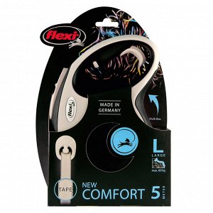 Flexi рулетка NEW LINE Comfort L (до 60 кг) лента 5 м серый/черный