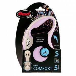 Flexi рулетка NEW LINE Comfort S (до 15 кг) лента 5 м серый/розовый