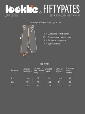 Брюки Описание и параметры
Дизайнерские брюки из футера серого цвета свободного силуэта с боковыми карманами. Пояс на широкой резинке со шнуром. Сзади брюки с кокеткой, низ отделан манжетами. Изделие 