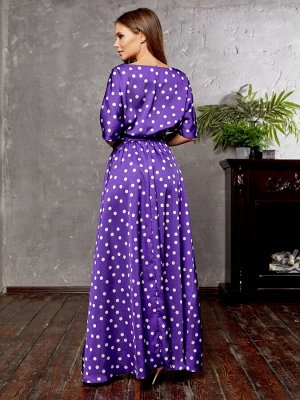 Платье фиолетовый/белый горох