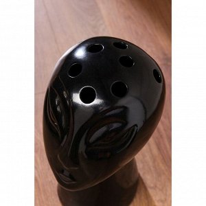Ваза керамическая "Голова", напольная, 2 предмета, глянец, черная, 44 см
