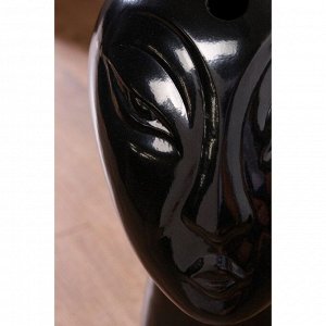 Ваза керамическая "Голова", напольная, 2 предмета, глянец, черная, 44 см