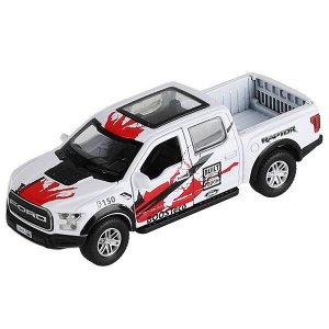 F150RAP-12SRT-WH Машина металл FORD F150 RAPTOR СПОРТ 12 см, двери, багаж, инерц, белый, кор. Технопарк в кор.2*36шт