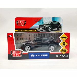 TUCSON-12-BK Машина металл HYUNDAI TUCSON длина 12 см, двери, багаж., инер, черный, кор. Технопарк в кор.2*36шт