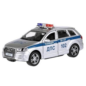 Q7-12POL-SR Машина металл AUDI Q7 ПОЛИЦИЯ 12 см, двер, багаж, инер, серебристый, кор. Технопарк в кор.2*36шт