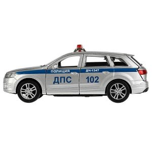 Q7-12POL-SR Машина металл AUDI Q7 ПОЛИЦИЯ 12 см, двер, багаж, инер, серебристый, кор. Технопарк в кор.2*36шт