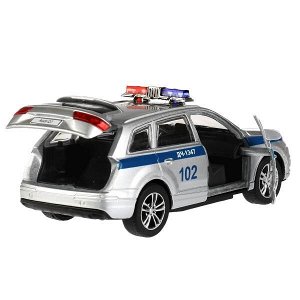 Q7-12POL-SR Машина металл AUDI Q7 ПОЛИЦИЯ 12 см, двер, багаж, инер, серебристый, кор. Технопарк в кор.2*36шт