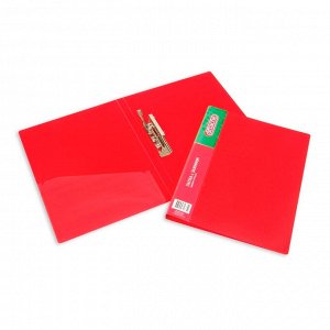 Папка А4, с бок. прижимом, корешок 17 мм, пластик 700 мкм, внутр. карман, красная, ATTACHE