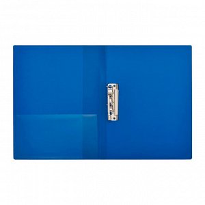 Папка А4, с бок. прижимом, корешок 17 мм, пластик 700 мкм, внутр. карман, синяя, ATTACHE