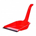 Совок для мусора OfficeClean, высокая ручка, с резиновой кромкой, ширина 23см, пластик, красный