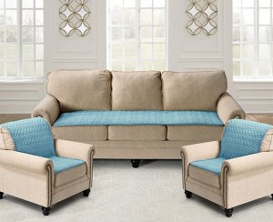 Комплект накидок на диван и два кресла Паркет цвет: голубой. Производитель: КАRТЕКS