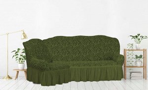 Чехол для углового дивана Paulina цвет зеленый (Трехместный)