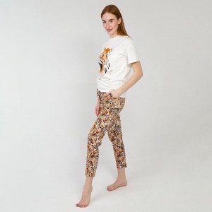 Пижама женская (футболка и брюки) "Инстинкт", цвет коричневый, р-р 52