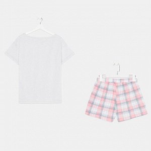 Комплект «Патио» женский (футболка, шорты) цвет серый/розовый