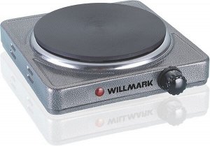 Плита элек. WILLMARK HS-115G (1 чугунная конф.*185 mm, 1500Вт, корпус из нерж.стали, цвет серый)
