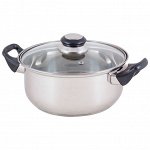 Кастрюля BAK-02, 2 л из нерж стали с крышкой(стекло) 985871