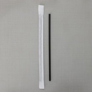 Трубочка одноразовая для коктейля, в индивидуальной упаковке, прямая, 0,5x21 см, цвет чёрный
