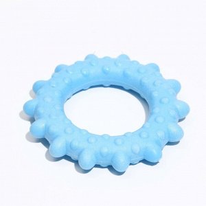 Игрушка плавающая для собак "Кольцо с шипами" Пижон Premium, вспененный TPR, 8 см, голубая