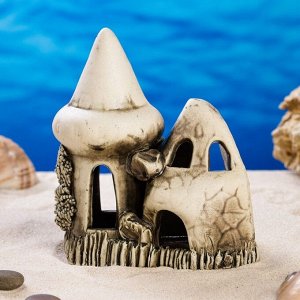 Аквадекор-грот для аквариума ''Замок со скалой'' малый серый 7х14х16 см