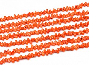 Бусины из коралла оранжевого капля 4*8мм, 39см, 119бусин