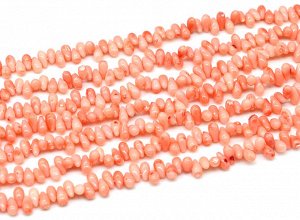 Бусины из коралла розового капля 4*8мм, 39,5см, 120 бусин
